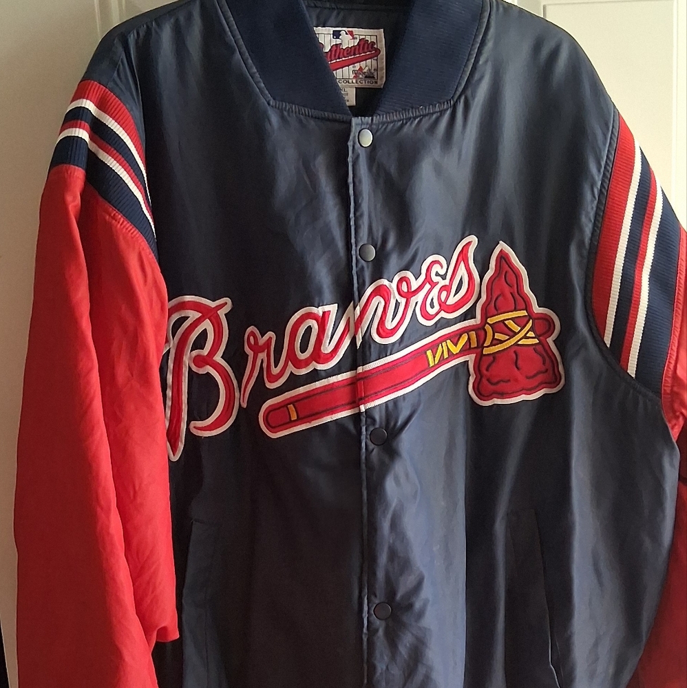 Vintage  BASEBALL " X-Large"  ATL Braves Red and Blue Jacket / Coat
